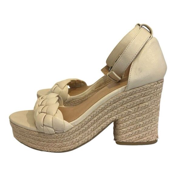 Oasis Society Size 9 Braided Strap Wedge Espadrille Open Toe Sandal - Picture 4 of 8